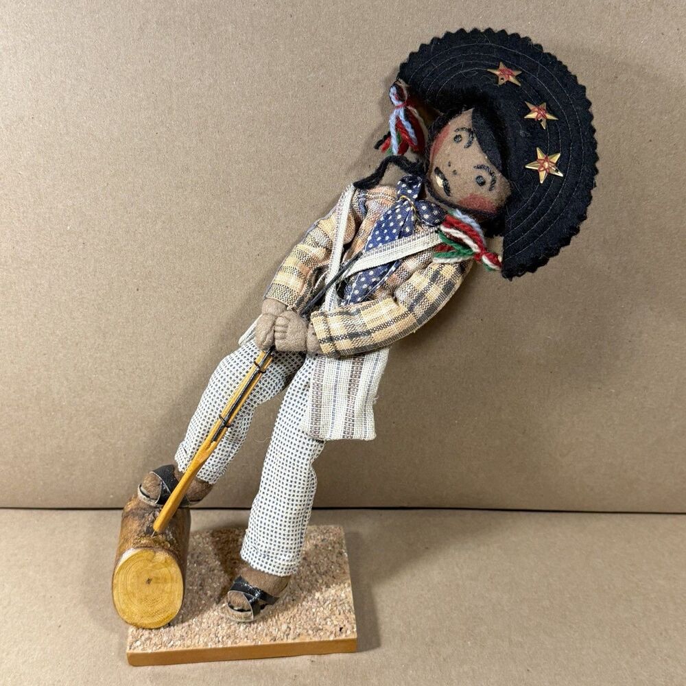 Vintage Hand Made Folk Art Mexican Peasant Native Cloth Doll Man